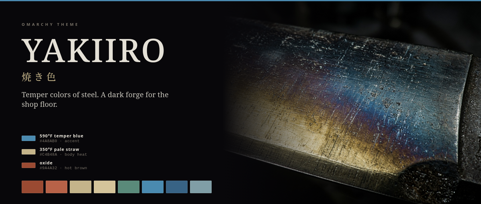 Yakiiro, the Omarchy theme Todd published as his first public repo